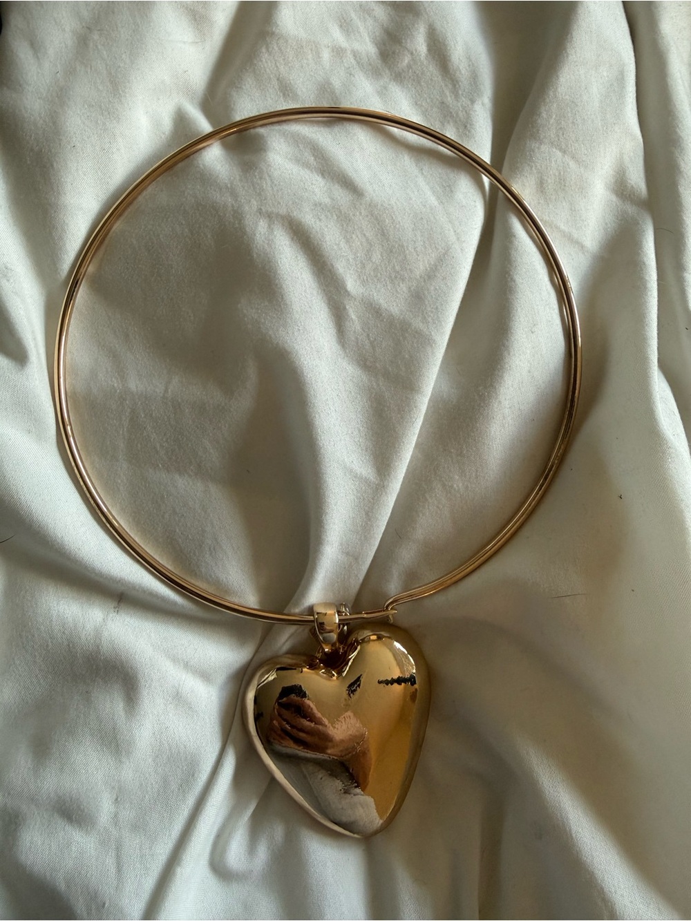 Gold Heart Pendant Choker Necklace - Women Jewelry